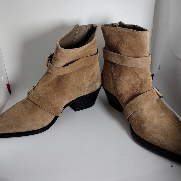 AllSaints Lior Suede Zip Bootie Desert Sand EU size 39 US Size 9 NWOB - Picture 9 of 15
